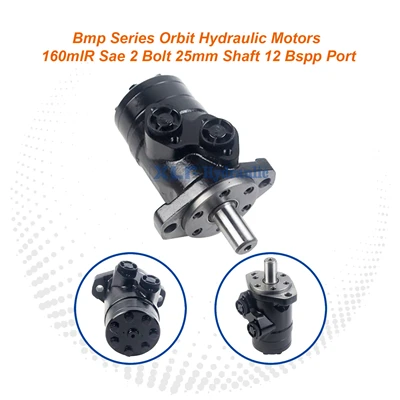 BMP Seri òbit idwolik motè 160ml/r|SAE 2-Bolt Flange, 25mm Arbr, 1/2 BSPP Port